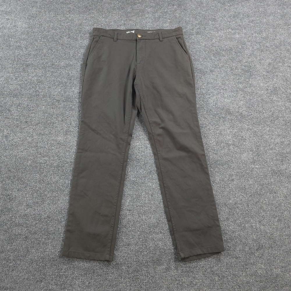 Mugsy Pants Mens 33x30 Brown Brooks Slim Stretch Chino Casual Everyday K6PNBG - Picture 1 of 12